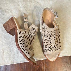 RAG & BONE Suede Slingback Heeled Sandals Eyelets Taupe